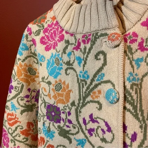 IVKO‎ Women’s Anthropologie Crop Floral Knit Serbian Wool Blend Dreamcoat Jacket